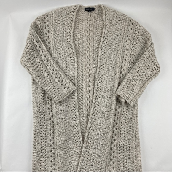 Final Touch Womens Cardigan Open Front Loose Knit Beige S/M - Picture 1 of 7